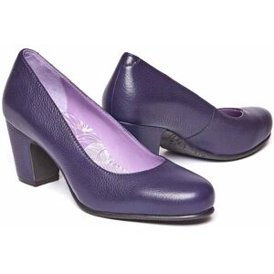 Purple Leather Block Heel Court Shoes   Size 3   Asante Leather Moshulu - 3