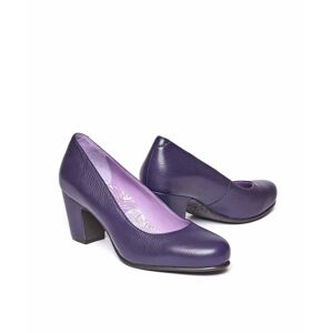 Purple Leather Block Heel Court Shoes   Size 5   Asante Leather Moshulu - 5