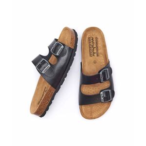 Black Leather Cork Footbed Sandals   Size 5   Danube Moshulu - 5