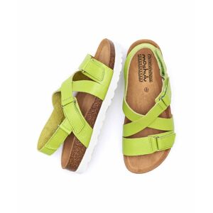 Green Leather Cross-Over Adjustable Strap Cork Sandal Women's   Size 4   Towan Moshulu - 4