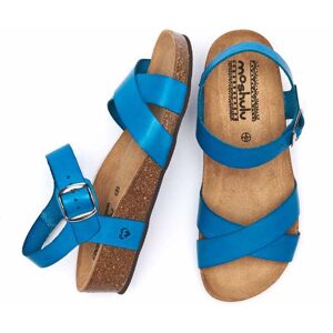 Blue Leather Cross-Over Low-Wedge Sandals   Size 4   Bigbury 2 Moshulu - 4