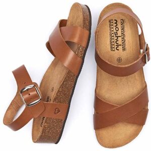 Brown Leather Cross-Over Low-Wedge Sandals   Size 4   Bigbury 2 Moshulu - 4