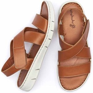 Brown Leather Cross-Over Sandals Women's   Size 5   Whitby Moshulu - 5