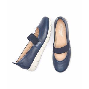 Blue Leather Elasticated Bar Shoes   Size 4   Oddi Moshulu - 4