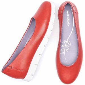 Red Leather Slip-On Flat Shoes   Size 3   Jin Moshulu - 3