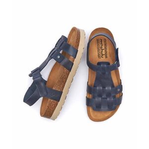 Blue Leather T-Bar Cork Sandal Women's   Size 6.5   Saunton Moshulu - 6.5