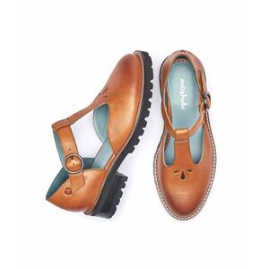 Brown Leather T-Bar Shoes Women's   Size 6.5   Marazion Moshulu - 6.5