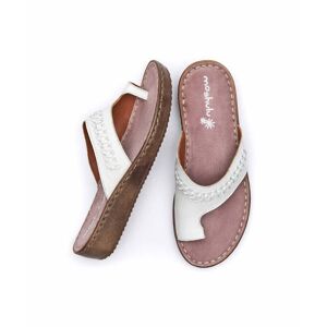 White Leather Toe-Loop Comfort Sandals   Size 3   Carmel Moshulu - 3