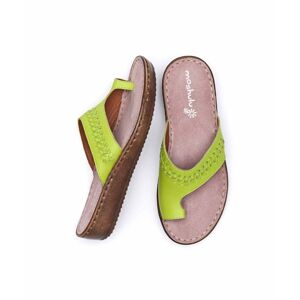 Green Leather Toe-Loop Comfort Sandals   Size 5   Carmel Moshulu - 5