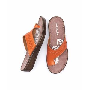 Brown Leather Toe-Loop Comfort Sandals   Size 4   Carmel Moshulu - 4