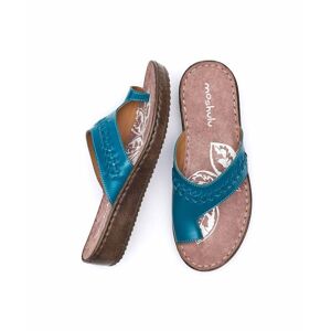 Blue Leather Toe-Loop Comfort Sandals   Size 6.5   Carmel Moshulu - 6.5