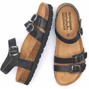 Black Leather Triple Strap Buckle Cork Sandal   Size 4   Elbury Moshulu - 4