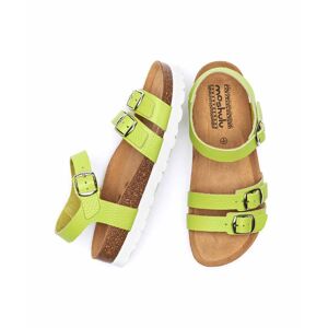 Green Leather Triple Strap Buckle Cork Sandal   Size 5   Elbury Moshulu - 5