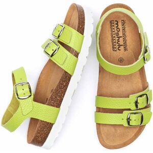 Green Leather Triple Strap Buckle Cork Sandal   Size 6   Elbury Moshulu - 6