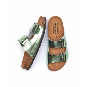 Green Metallic Cork Mule Sandals   Size 5   Bavaria Metallic Moshulu - 5