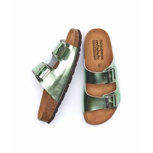 Green Metallic Cork Mule Sandals   Size 6.5   Bavaria Metallic Moshulu - 6.5