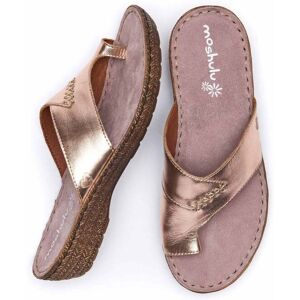 Rose Gold Metallic Leather Toe-Loop Comfort Sandals   Size 3   Seville Metallic Moshulu - 3