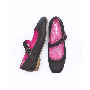 Black Nubuck Strap Flat Shoes Women's   Size 3   Reeve 2 Moshulu - 3