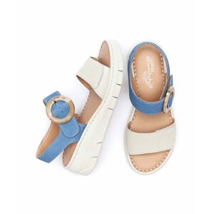 Denim/Ice Nubuck Strap Low-Wedge Sandals Women's   Size 6.5   Jolla Moshulu - 6.5