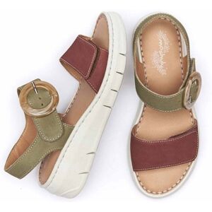 Fern/Red Earth Nubuck Strap Low-Wedge Sandals Women's   Size 4   Jolla Moshulu - 4