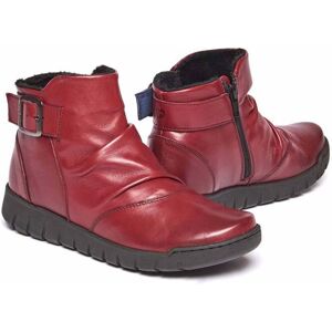 Red Ruched Leather Ankle Boots   Size 4   Vagar Moshulu - 4