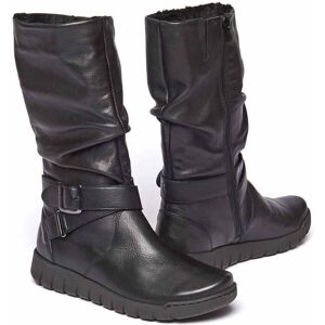 Black Ruched Leather Mid-Length Boots Women's   Size 3   Malmo Moshulu - 3