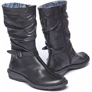 Black Slouchy Mid-Length Leather Boots   Size 8   Teacake Moshulu - 8