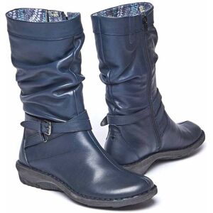 Blue Slouchy Mid-Length Leather Boots   Size 3   Teacake Moshulu - 3