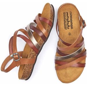 Brown Strappy Contoured Cork Sandals   Size 7   Ginger Ale Moshulu - 7