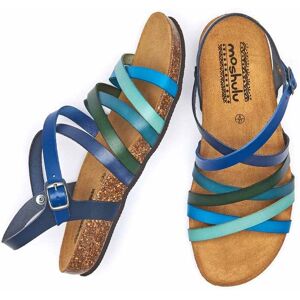 Blue Strappy Contoured Cork Sandals   Size 4   Ginger Ale Moshulu - 4