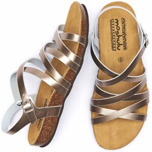 Metallic Strappy Cork Footbed Sandals   Size 4   Ginger Ale Metallic Moshulu - 4