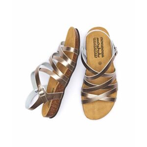 Metallic Strappy Cork Footbed Sandals   Size 5   Ginger Ale Metallic Moshulu - 5