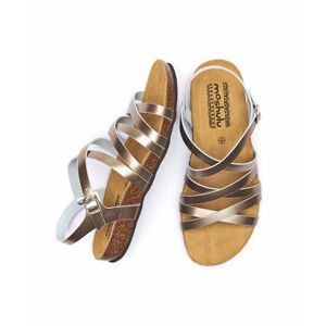 Metallic Strappy Cork Footbed Sandals   Size 8   Ginger Ale Metallic Moshulu - 8
