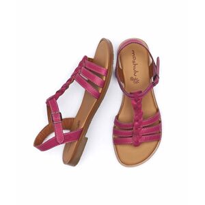 Pink Strappy Leather T-Bar Sandals Women's   Size 4   Wasabi Moshulu - 4