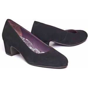 Black Suede Block Heel Court Shoe   Size 5.5   Keel Suede Moshulu - 5.5