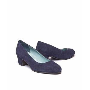 Blue Suede Block Heel Court Shoe   Size 3   Keel Suede Moshulu - 3
