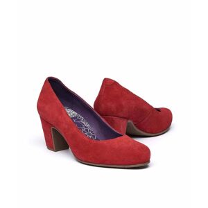 Red Suede Block Heel Court Shoes   Size 3   Asante Moshulu - 3