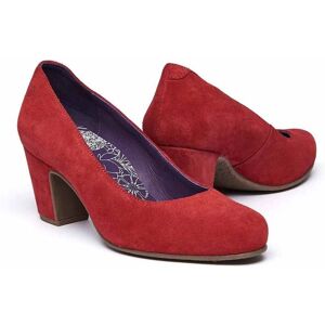 Red Suede Block Heel Court Shoes   Size 4   Asante Moshulu - 4