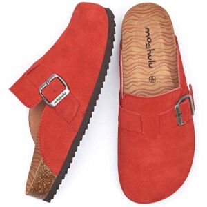 Geranium Red Suede Cork Footbed Clogs Women's   Size 4   Tulipa 2 Moshulu - 4