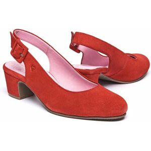 Geranium Red Suede Heeled Shoes Women's   Size 3   Varzea Moshulu - 3