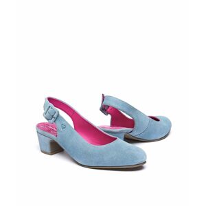 Blue Suede Heeled Shoes Women's   Size 4.5   Varzea Moshulu - 4.5