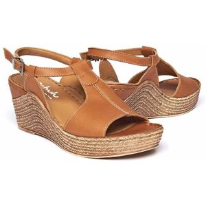 Brown T-Bar Wedge Sandals   Size 9   Peach Melba 2 Moshulu - 9