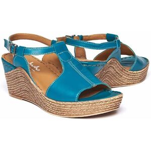 Blue T-Bar Wedge Sandals   Size 5   Peach Melba 2 Moshulu - 5