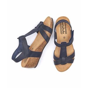 Blue T-Bar Wedge Sandals Women's   Size 8   Ilha Moshulu - 8