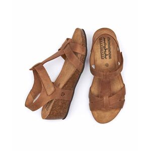 Brown T-Bar Wedge Sandals Women's   Size 4   Ilha Moshulu - 4