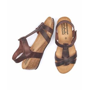 Brown T-Bar Wedge Sandals Women's   Size 6.5   Ilha Moshulu - 6.5