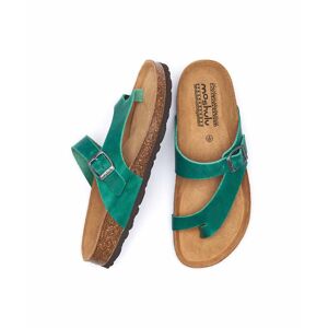 Green Toe-Post Cork Footbed Sandals   Size 5   Wilma Waxy Moshulu - 5