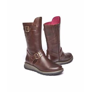 Brown Wedge Mid-Length Leather Boots   Size 5   Nightjar Moshulu - 5