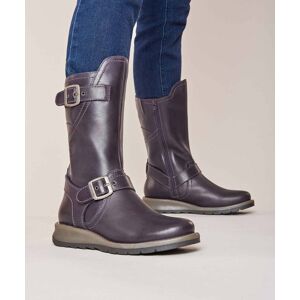 Purple Wedge Mid-Length Leather Boots   Size 4   Nightjar Moshulu - 4