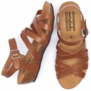 Brown Wedged Cork Footbed Sandals   Size 4   Zilla Moshulu - 4